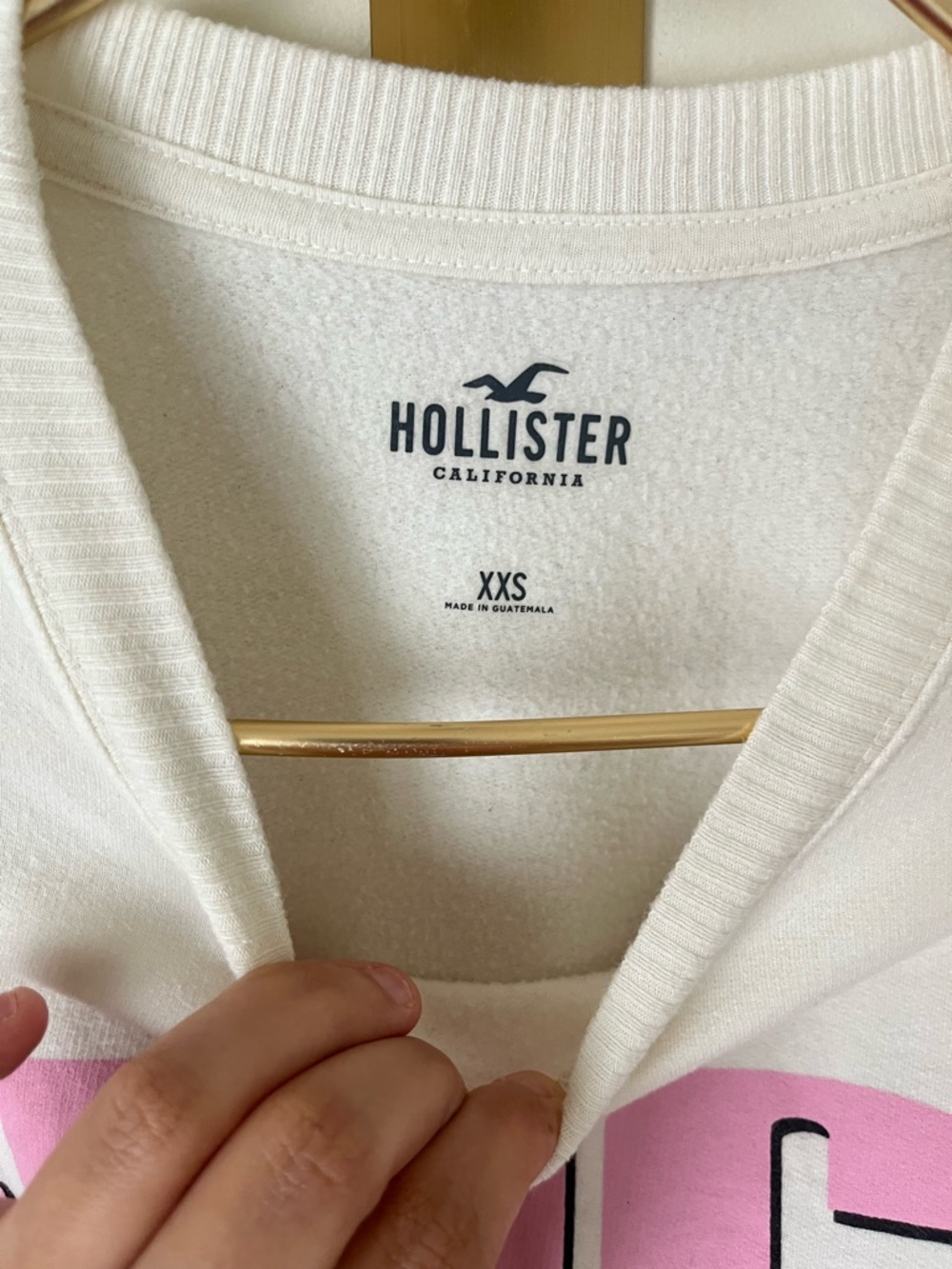 Hollister Cream & Pink retro 90s Graphic Spice Crewneck size XXS Oversize - Picture 4 of 14
